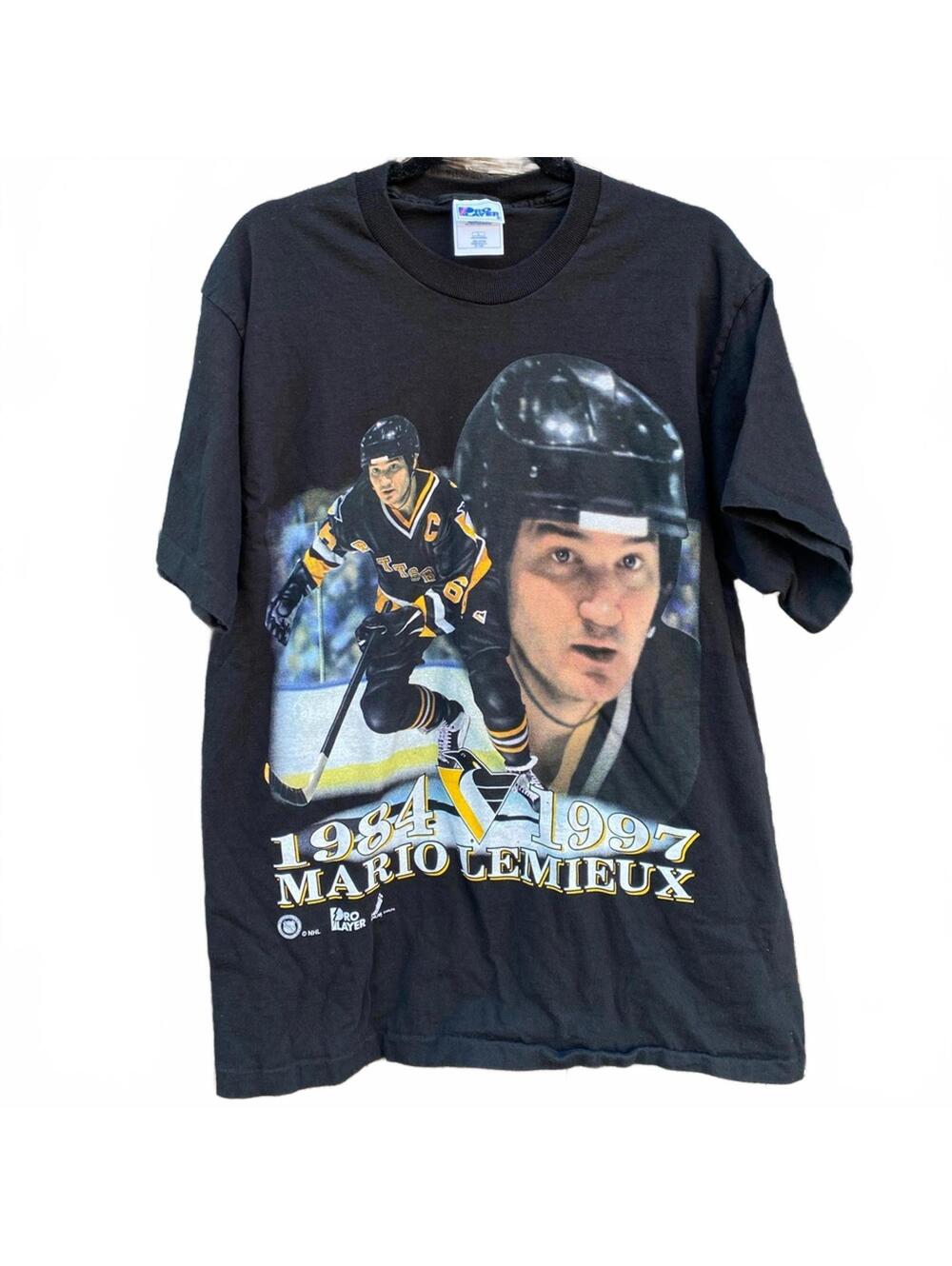 Vintage Mario Lemeiux Pittsburgh Penguins 90's Hockey Tee Shirt Size Large